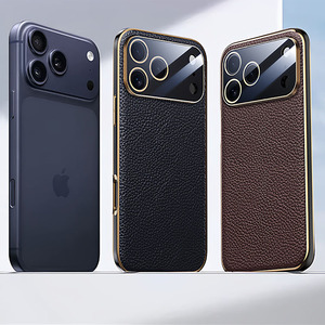 Étui en cuir véritable pour iPhone, ultra-fin, antichoc, protection complète de l'objectif, coque de téléphone - Product Image 4