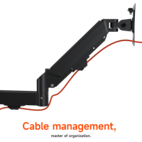 Soporte de Escritorio para Monitor Individual AUKI de Acero Aleado Negro, Brazo con Resorte de Gas Ajustable en Altura, Inclinación de 32-45 Grados, Capacidad de Carga de 10 kg, Nuevo