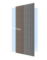 Panneau mural moderne en bois fin à grille verticale, compatible avec les bandes lumineuses, pour la décoration intérieure des chambres et salons