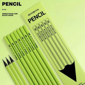 Crayons en bois noir avec corps vert, crayons promotionnels pour enfants, vente en gros, crayons de qualité supérieure en boîte avec logo personnalisé pour les écoles - Product Image 3