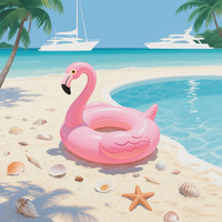 Rosa Flamingo PVC Faltbarer Aufblasbarer Schwimmreifen für Strand und Pool, Schwimmspielzeug für Kinder