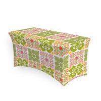 Nappe de table rectangulaire élastique à imprimé de fleurs tropicales d'Hawaii pour les fêtes, les événements en plein air/