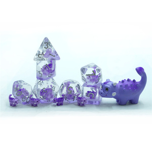 Juego de dados poliédricos Dnd personalizados profesionales, 7 Uds., dados digitales de resina arcoíris 4d 6d 8d 10d 12d 20d, dinosaurio bonito para juego DND - Product Image 2