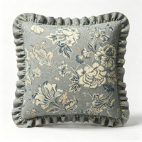Housse de coussin en coton et lin à imprimé floral vintage avec volants, faible MOQ, personnalisable, multicolore, fournisseur de textiles de maison