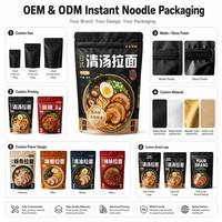 Sachet d'emballage personnalisé imprimé avec fermeture éclair pour nouilles instantanées, qualité alimentaire, haute barrière, refermable, pour ramen et pâtes