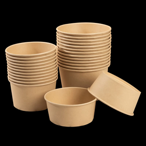 Tazón de Papel Kraft con Recubrimiento Dorado Desechable de Grado Alimenticio con Tapas para Sándwiches, Ensaladas y Sushi - Product Image 2