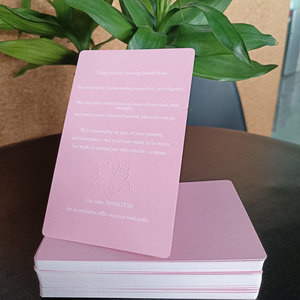 Biglietto di Ringraziamento 100*150MM Verticale 300-350gsm Opaco/Angoli Arrotondati/Rosa # FBB4C4 Motivo Floreale Bauhinia <span class=keywords><strong>Bianco</strong></span> con Testo/Ricamo - Product Image 2