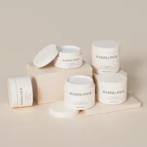 empty haircare container jar beige frosted PET 4oz 8oz plastic body butter cream jars with lids