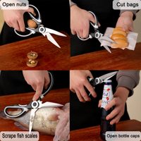 Ciseaux de cuisine professionnels écologiques en acier inoxydable pour couper les oiseaux, les légumes, la viande, les poulets, les os, les poissons, ouvrir les bouteilles de bière