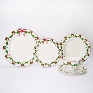 Juego <span class=keywords><strong>de</strong></span> platos <span class=keywords><strong>de</strong></span> porcelana redondos, vajilla china <span class=keywords><strong>de</strong></span> hueso, estilo navideño excelente, novedad - Product Image 1