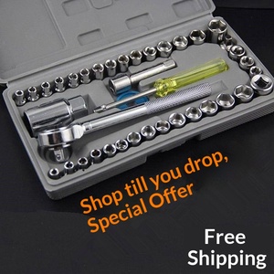 <span class=keywords><strong>Set</strong></span> di 40 Pezzi di <span class=keywords><strong>Chiavi</strong></span> <span class=keywords><strong>a</strong></span> <span class=keywords><strong>Bussola</strong></span> e Cricchetto in Acciaio al Carbonio con Custodia Rigida per Riparazione Auto e Moto - Product Image 1