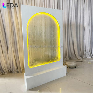 LEDA Modern Metal Water Effect Wedding Welcome <b>Sign</b> <b>Illuminated</b> Waterfall Backdrop Floral Accents for Reception Entrance Decor - Product Image 3
