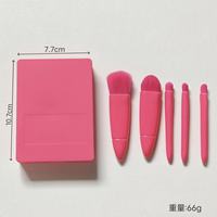 Nouveauté : Ensemble de pinceaux de maquillage de voyage professionnels avec miroir, 5 pièces, mini miroir portable avec fonction complète, kit de pinceaux de maquillage pour le visage