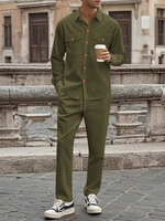 Nouvelle Collection Hiver 2026 – Ensemble Décontracté Homme Style Européen et Américain : Chemise Manches Longues et Pantalon Long (Deux Pièces)
