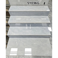 Nouvelles dalles de marbre brillantes en porcelaine 470x1200mm 600x1200mm, design gris pour escaliers, marches d'escalier
