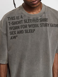 T-shirt unisexe en coton lourd surdimensionné 300 g/m², lavage à l'acide, impression d'un logo personnalisé sur écran, coton, homme - Product Image 4