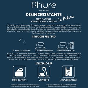 Polvo descalcificador biodegradable Phure Bio de marca privada OEM de 30g para planchas y limpiadores a vapor - Product Image 5