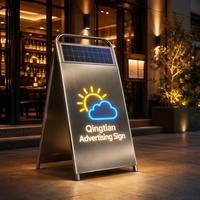 Panneau publicitaire lumineux en acier inoxydable brossé, alimenté par énergie solaire, avec éclairage LED, pour extérieur, pour magasin