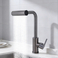 Robinet de lavabo moderne à poignée unique 4 fonctions en cascade 360 °   Robinet de cuisine rotatif pour hôtel et appartement