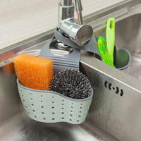 Organisateur d'évier de cuisine avec porte-éponge en plastique pour robinet à selle et support de rangement pour brosses savon gadget accessoires