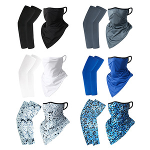 Triangle Scarf Sports Sun Protection Ice Silk Sleeve Set Cycling Outdoor Solid Color High Elastic Breathable - Product Image 4