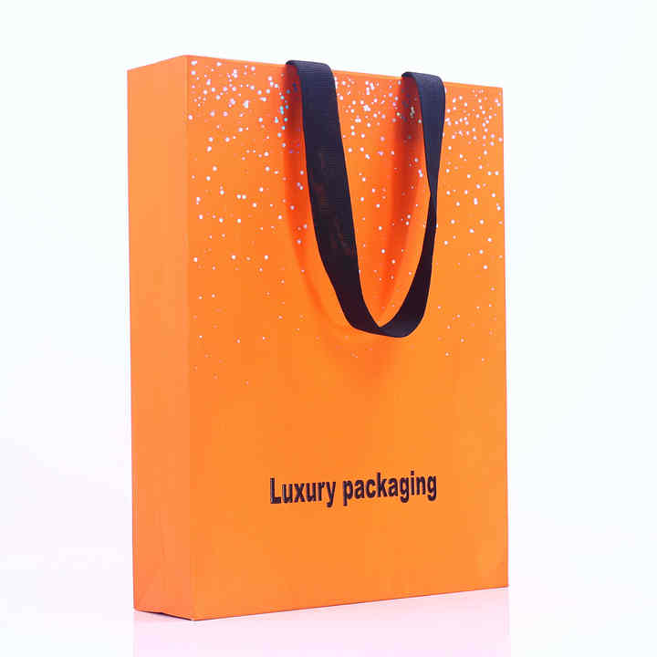 Customized Luxury Ribbon Handle Boutique Shopping Packaging Black Paper ...