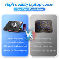 Accessoires de jeu, refroidisseur d'ordinateur portable en plastique avec six ventilateurs, écran LED, USB 2.0, support pour ordinateur portable de 21 pouces en stock