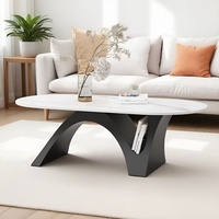 Nouvelle table basse de salon moderne, minimaliste, luxe léger, avec structure métallique durable et plateau en ardoise, petit meuble de salon.