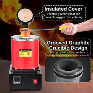 فرن صهر الذهب بقوة 1600 واط وسعة 2 كجم، تسخين سريع حتى 2102 درجة ° شحن مجاني للولايات المتحدة الأمريكية للمجوهرات 110 فولت مجاني - Product Image 3