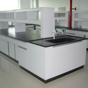 Banco de trabajo de Isla de laboratorio de química, mueble de laboratorio de acero de alta calidad