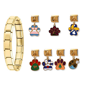 Dog Paw Alloy Pendant Stainless Steel DIY Bracelet Making Jewelry Findings Mixed Shapes Italian Modular Charm Set - Product Image 1