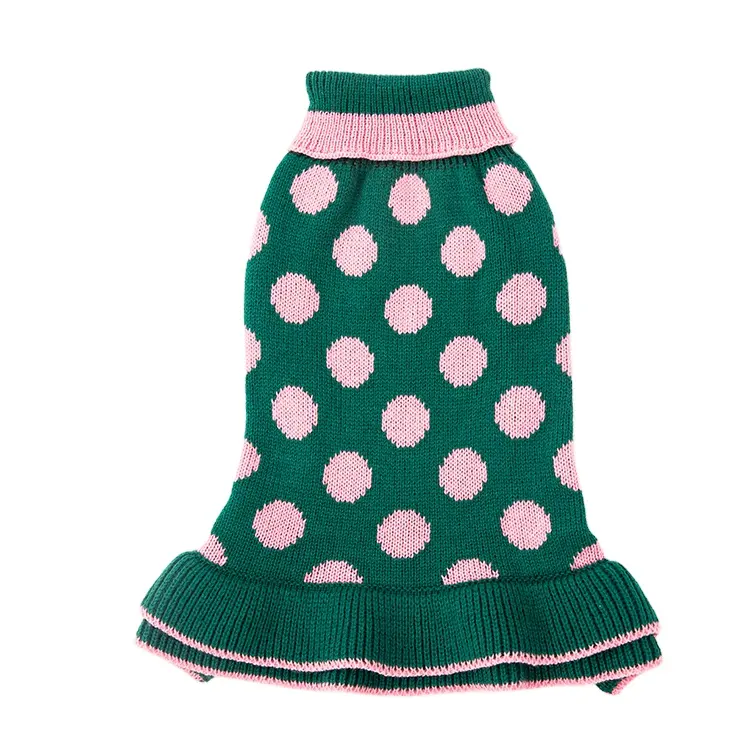 उचित मूल्य छोटे जानवर पालतू कपड़े धब्बेदार पैटर्न गुलाबी-हरी पालतू पोशाक