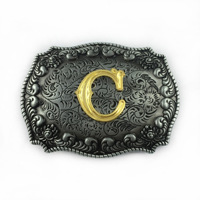 Accessoires de ceinture en gros, boucle de ceinture en métal doré avec initiale pour homme, décoration