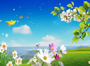Papier peint paysage de prairie florale de printemps avec des avions en papier, papier peint scénique frais pour la décoration de restaurant et de bureau - Product Image 5