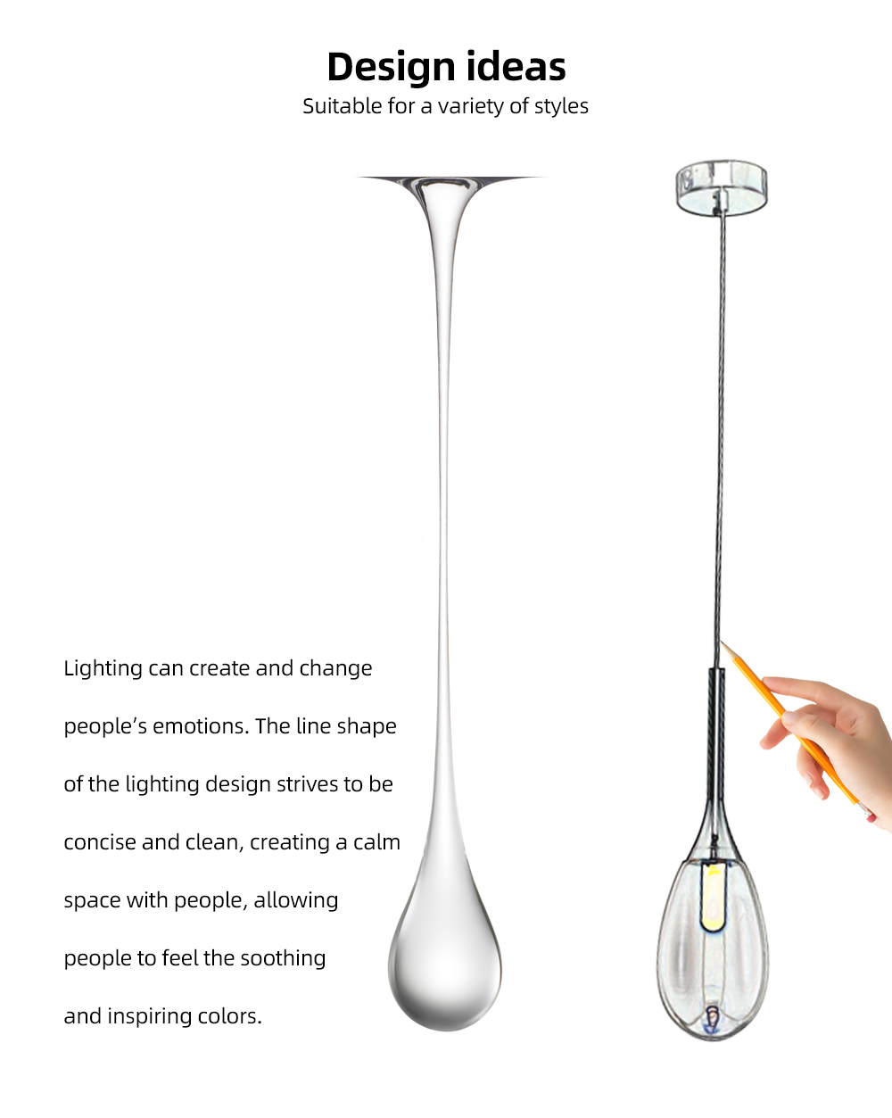 Nordic Crystal Chandelier 1-Light Bedroom Modern Linear Glass Pendant Light Dinning LED Pendant Lighting for Kitchen