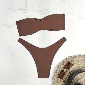 Strand schwimmen Hot Style Frauen sexy einfarbig schnell trocknen Tauch hals Dreieck BH Dessous 2-teiliges Set Tube Top Badeanzug - Product Image 1