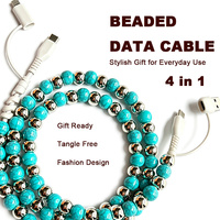 Câbles de données perlés anti-casse 4 en 1, câble de type C, accessoires électroniques tendance