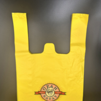 Sacs d'emballage en plastique LDPE jaune durables en gros avec poignée gilet et impression de logo personnalisé pour supermarché, usine alimentaire, épicerie