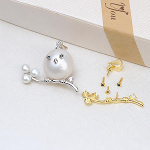 Colgante de Plata S925 con Diseño Barroco de Pájaro y Perla Alienígena, Bandeja Vacía de Jade para DIY, Accesorio para Joyería Artesanal - Product Image 1