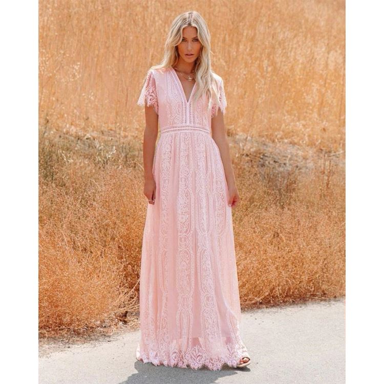 strapless open back dress LEAH LACE MAXI DRESS