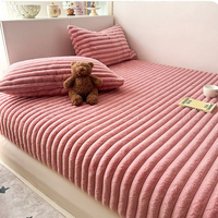 Draps-housses Sabana en peluche Bubble Rabbit, couleur unie, poids lourd, 360 fils °   Protège-matelas épais et chaud à rayures, entièrement enveloppant