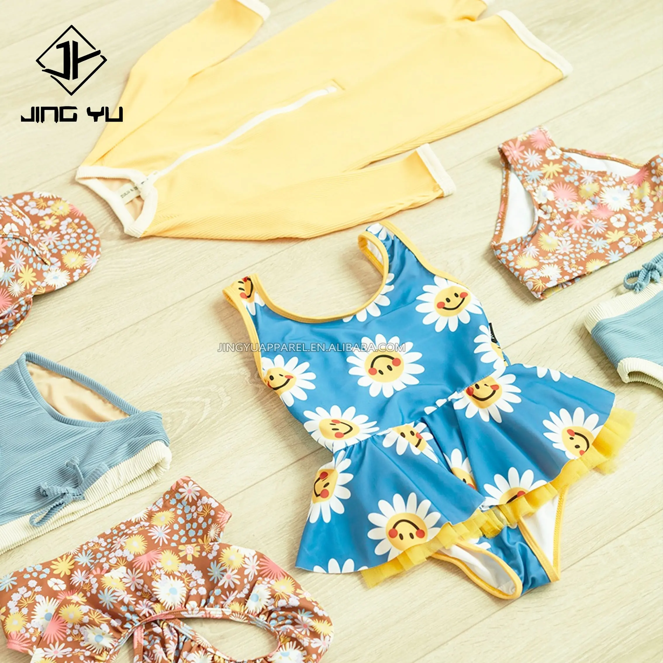 2-6Y Toddler Kids Baby Girls Swimwear Print One Piece Swimming Girl Ruffle Summer Swimsuit Jumpsuits Bathing Swimming Suit