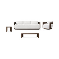 Ensemble de meubles de jardin en métal 4 pièces, canapé, fauteuil, table basse, table d'appoint avec coussins
