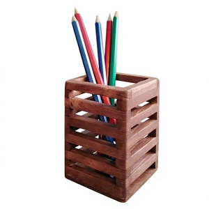 Handmade Natural Wooden <b>Pen</b> Holder, Rustic Wood Desk <b>Organizer</b> for <b>Pens</b>, Pencils, Office Supplies, Study Table and Home - Product Image 1