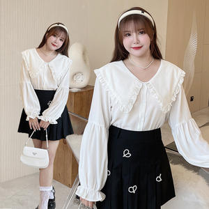 Blusa Blanca para Mujer Talla Grande de Nanjing, Diseño con Bolsillos Abiertos en la Parte Delantera, N7766, Uso Diario - Product Image 2