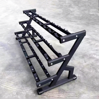 Support de Rangement Commercial Vertical à 3 Niveaux pour Haltères avec Plateau, Capacité 10/15 Paires, Équipement de Fitness pour Salle de Sport