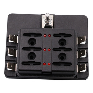 Boîtier de fusibles à 6 voies avec bornes à lame <span class=keywords><strong>12V</strong></span>-32V avec kit d'éclairage LED pour voiture, bateau, trike, automobile, fusibles 30A - Product Image 2