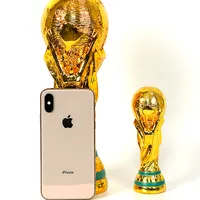 Atacado venda quente qatar copo do mundo 2022, futebol, troféu mundo, globo de metal, resina de metal, troféu de futebol