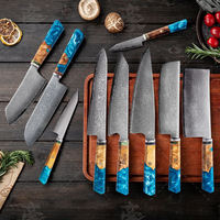 Couteaux de cuisine professionnels japonais KEENHOPE en acier Damas 9 pièces, cœur VG10, manche en bois d'érable octogonal