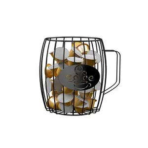 Siyah Metal kahve fincanı kaleci kahve ve Espresso Pod kapsül kupa depolama sepeti ev sayacı